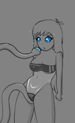  androgynous androgynous_dom blonde_hair crossed_eyes crotch_rub dazed femsub greyscale harvestman_here hypnotic_eyes hypnotic_tentacle kaa_eyes lily_(harvestman_here) long_hair meme midriff one-piece_swimsuit open_mouth original sparkle swimsuit tentacles 