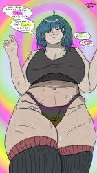  blue_hair color femdom mommy_fetish piercing speech_bubble spiral spiral_background text thighhighs transfem transgender_identity waterwitch94 