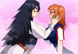  black_hair blush breast_press breasts clothed dlobo777 empty_eyes eye_mask female_only femsub hand_on_another's_cheek hand_on_head happy_trance huge_breasts itsuka_kendo large_breasts long_hair love my_hero_academia nemuri_kayama orange_hair pheromones preview smirk sub_on_sub super_hero symmetrical_docking yuri 