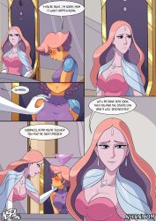 blush comic dialogue dracedomino_(writer) female_only femsub glimmer mother_and_daughter nsfani queen_angella she-ra_and_the_princesses_of_power text