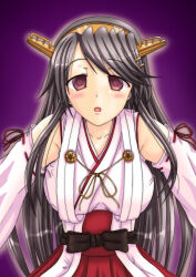 black_hair blush breasts dazed empty_eyes expressionless femsub haruna_(kantai_collection) heart heart_eyes kantai_collection large_breasts long_hair open_mouth personification symbol_in_eyes yuki