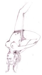 absurdres breasts cat_ears dancer femsub justsketchingviolets original panties pole_dancing sketch underwear viltai_(viltai)