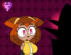  bare_shoulders breasts brown_hair cat_ears cat_girl dusk_(gameoverse) empty_eyes eyebrows_visible_through_hair femsub furry gameoverse goggles hypnoscream hypnotic_eyes kit_bodega_(gameoverse) maledom open_mouth red_background red_eyes shiny_hair short_hair simple_background spiral_background surprised vampire watermark 