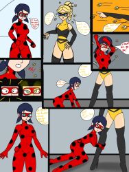 blonde_hair blue_hair chloe_bourgeois comic dialogue diegosagiro femdom femsub happy_trance marinette_dupain-cheng miraculous_ladybug text