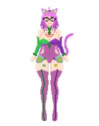  cat_ears cat_girl female_only femsub funkyo_enma glowing glowing_eyes happy_trance nyarukavt pink_eyes pink_hair pixel_art tail tattoo tech_control tie virtual_youtuber white_hair 