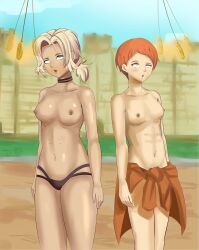 absurdres blonde_hair breasts catherine_(fire_emblem) drool empty_eyes female_only femsub fire_emblem fire_emblem_three_houses large_breasts leonie_pinelli nintendo open_mouth orange_hair pocket_watch short_hair smeef topless