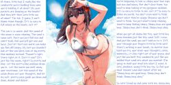beach bikini bluegreenbeetle_(manipper) brain_drain breasts caption cleavage female_only femdom fumika_sagisawa hypnotic_accessory idolmaster_cinderella_girls large_breasts long_hair looking_at_viewer male_pov manip necklace open_mouth pov pov_sub ryuu. smile swimsuit text the_idolm@ster wet