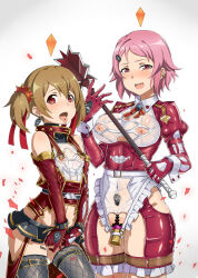 blonde_hair blush breasts censored corruption dildo female_only femsub fishnets flat_chest gloves gozaru happy_trance large_breasts latex lisbeth masturbation multiple_girls multiple_subs nipple_piercing open_mouth opera_gloves piercing pink_eyes pink_hair pussy_juice red_eyes sex sex_toy short_hair silica smile sword_art_online thighhighs tongue tongue_out twintails vaginal vibrator weapon