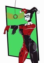  batman_(series) dc_comics harley_quinn latex pendulum simple_background tagme 