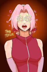  bare_shoulders breasts clothed crossover dazed drool female_only femsub fortnite gloves hair_band hypnot-eyes mahoumonsterart naruto_(series) open_mouth opera_gloves pink_hair sakura_haruno short_hair signature solo spiral spiral_eyes tongue 