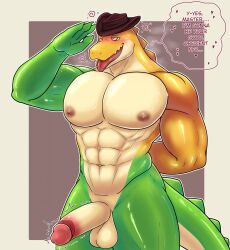  abs balls bottomless cowboy_hat dazed dialogue erection furry gummigoo happy_trance hat hypno_neet male_only malesub muscle_boy nude open_mouth penis ring_eyes saluting simple_background solo standing text the_amazing_digital_circus tongue tongue_out topless 