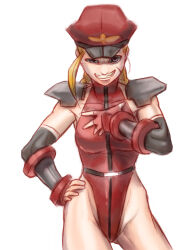  alternate_costume blonde_hair breasts cammy_white capcom corruption empty_eyes female_only femsub gloves large_breasts leotard m._bison military_hat military_uniform opera_gloves possession solo street_fighter twintails 