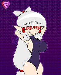  alternate_costume arms_above_head breasts breath_of_the_wild clothed costume elf_ears female_only femsub happy_trance hypnoscream large_breasts leotard nintendo paya posing smile solo spiralwash_eyes tears_of_the_kingdom the_legend_of_zelda thighs very_long_hair white_hair 