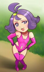  acerola_(pokemon) asatuyu happy_trance heart_eyes leotard loli nintendo pokemon purple_hair swimsuit tagme 