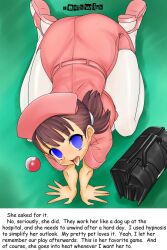 all_fours breasts brown_hair caption clothed consensual deathwish_(manipper) dialogue empty_eyes female_only femsub happy_trance hasshikimito_(nurugamer-kouyouju) hat large_breasts manip nintendo nurse nurse_(pokemon) pet_play pokeball pokemon pokemon_black_and_white solo suitcase text tongue tongue_out translated watermark 