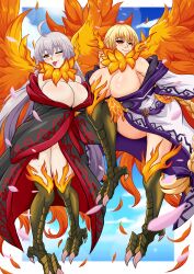 blonde_hair blush braid breasts cleavage fate/apocrypha fate/grand_order fate_(series) female_only femsub geisha happy_trance heart heart_eyes huge_breasts jeanne_alter jeanne_d&#039;arc_(fate) kimono large_breasts long_hair multiple_girls non-human_feet phoenix rud-k smile symbol_in_eyes tongue tongue_out twintails very_long_hair white_hair wings wink yellow_eyes 