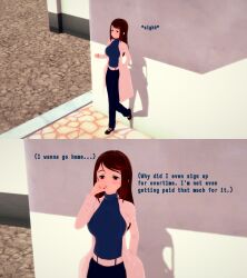  aware black_eyes brown_hair clothed d3ltazen1n dialogue english_text female_only jujutsu_kaisen long_hair shoko_ieiri smoking solo text 