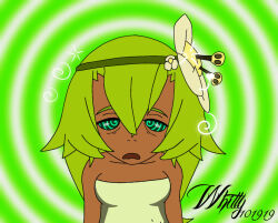 amalia_sheran_sharm green_hair hypnotic_eyes momichi trance_break wakfu