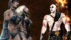 3d breasts expressionless femsub glowing glowing_eyes kitana large_breasts mortal_kombat mother_and_daughter quan_chi sindel standing standing_at_attention very_long_hair video_game whitewash_eyes