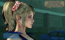  3d animated animated_eyes_only animated_gif blonde_hair breasts cheerleader clothed femsub hypnoner_(manipper) juliet_starling large_breasts lollipop_chainsaw manip spiral_eyes symbol_in_eyes text twintails 