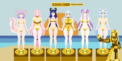  arcananug armor axolotl_girl beach bikini bikini_top card dragon_girl femsub fox_girl glowing_eyes gold golden_swimsuit himisakichill horns jesmonssvt miyumiyu_vt nyarukavt nyarupix_thotep pixel_art shimo_vt sling_bikini tentacles text tsukino_hikari virtual_youtuber 