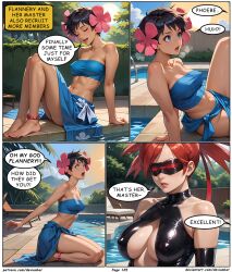 ai_art black_hair dark_skin devianbar dialogue femsub happy_trance latex long_hair nintendo phoebe_(pokemon) pokemon red_hair short_hair team_hypno tech_control text visor