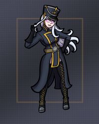  archfolie bravely_default bravely_second corruption enemy_conversion female_only femsub gloves glowing_eyes hat heart_eyes high_heels magnolia_arch military_uniform simple_background smile solo symbol_in_eyes thighhighs white_hair 