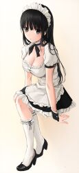 black_hair breasts cleavage dazed emphaticpikachu_(manipper) empty_eyes expressionless female_only femsub juenny large_breasts long_hair maid manip original sitting