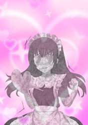 absurdres basutabesutasu blush character_request charm_(spell) clothed copyright_request female_only femsub heart heart_eyes long_hair maid petrification solo sparkle symbol_in_eyes