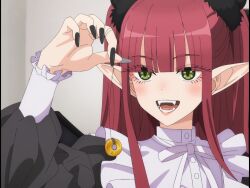  animated animated_gif coin demon_girl elf_ears fangs femdom green_eyes marin_kitagawa monster_girl my_dress-up_darling open_mouth pendulum red_hair succubus 