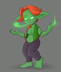  cigarette corruption femsub glowing glowing_eyes goblin goblin_girl green_skin happy_trance hypnotic_smoke hypnotic_smoking leah_(stardew_valley) long_hair monster_girl mr.h open_clothes red_hair smile smoke smoking stardew_valley transformation 