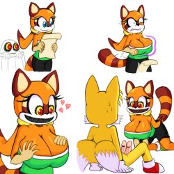  boom_boo breast_expansion breasts double_penis femsub fox_boy furry ghost icking large_breasts marine_the_raccoon miles_tails_prower penis possession raccoon_girl sharp_teeth smile sonic_the_hedgehog_(series) 