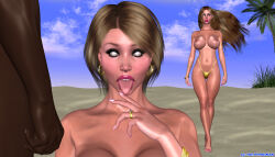  3d absurdres after_fellatio after_sex ashley_castle barefoot bikini blush bracelet breasts brown_hair cleavage collarbone earrings erect_nipples expressionless femsub hot_paradise huge_breasts hypnoman jewelry maledom milf mother_and_daughter mr_bullcock netorare pink_lipstick ring thick_thighs thong vivian_castle whitewash_eyes 