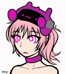  animated animated_gif bongo_cat collar collarbone crystal_(zko) expressionless femsub helmet humor hypnotic_accessory meme open_mouth original pink_hair ponytail ring_eyes solo tech_control topless z-tech_(zko) zko 