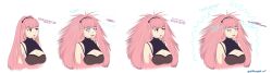 absurdres comic dialogue drool earrings electricity female_only femsub fire_emblem fire_emblem_three_houses hilda_valentine_goneril jewelry magic nettleseeds nintendo pink_hair sketch spiral_eyes symbol_in_eyes text white_background yuri