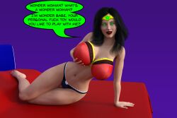 3d black_hair bra breasts crown dc_comics female_only femsub happy_trance hypnotic_accessory jewelry large_breasts panties solo super_hero tech_control text theheckle underwear wonder_woman