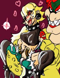 blonde_hair bowser breasts collar corruption drool earrings erection femsub happy_trance heart heart_eyes jewelry latex maledom nintendo non-human_penis open_mouth original penis precum princess princess_peach smile super_mario_bros. symbol_in_eyes thighhighs tongue tongue_out wetpoolnoodle