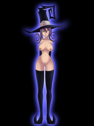  bare_shoulders blair bottomless breasts curvy empty_eyes erect_nipples femsub katsiika open_mouth purple_hair pussy shoes short_hair soul_eater thighhighs tongue topless witch witch_hat 