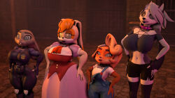 3d a113rist_(manipper) animal_ears bandicoot_girl bunny_girl clothed coco_bandicoot collar crash_bandicoot_(series) disney female_only femsub furry hand_on_hip helluva_boss huge_breasts judy_hopps large_breasts loona_(helluva_boss) multiple_girls sonic_the_hedgehog_(series) spiral_eyes standing_at_attention tagme vanilla_the_rabbit wolf_girl zootopia