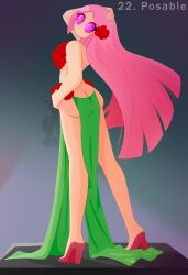 alternate_costume ass disguised_hypnotist flower_in_hair hand_on_hip high_heels hypnovember kirby_(series) long_hair pink_hair posed purple_eyes roses susie_(kirby) tagme