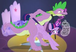 animals_only dragon_boy drool femdom heart heart_eyes hellticket hooves horse horse_girl long_hair magic malesub my_little_pony non-human_feet open_mouth purple_hair spike spiral_eyes symbol_in_eyes text twilight_sparkle wings