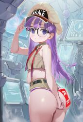 aged_up ai_art arale_norimaki ass dr._slump dragon_ball empty_eyes enemy_conversion femsub glasses long_hair purple_hair