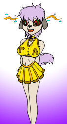 breasts cheerleader collar crazycowproductions dog_girl female_only femsub furry happy_trance kaa_eyes large_breasts solo