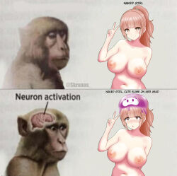  absurdres breasts empty_eyes expressionless glowing_eyes h.u.g_(kronobas28) kronobas28 meme open_mouth original parasite simple_background slime zara_(kronobas28) 