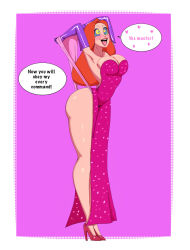 creamyoreo2020 dialogue disney happy_trance jessica_rabbit large_breasts long_hair orange_hair text tongue_out wedgie who_framed_roger_rabbit