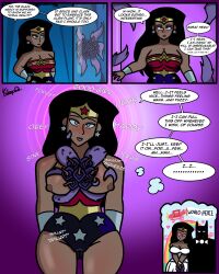  absurdres alien altered_common_sense altered_perception alternate_costume bare_shoulders batman batman_(series) black_hair black_mercy blue_eyes blush brain_drain breast_grab breasts cleavage clothed comic control_indicator costume dc_comics dialogue diana_prince dress earrings empty_eyes english_text erect_nipples erect_nipples_under_clothes femsub hand_on_hip happy_trance heart heart_eyes heterosexual hypnotic_plant justice_league_(series) justice_league_unlimited kilroylucy18 large_breasts lipstick lipstick_mark makeup nipples non-binary non-binary_dom parasite plant pussy_juice self_hypnosis speech_bubble super_hero sweat symbol symbol_in_eyes tentacles text thought_bubble topless wedding_dress wonder_woman wonder_woman_(series) 