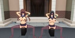 3d arm_bands armpits arms_above_head bangs belt belted_skirt black_hair blush bottomless breasts brown_hair clothed_exposure custom_maid_3d_2 dazed dildo drool female_only femsub fishnets happy_trance large_breasts long_hair multiple_girls multiple_subs navel nogi46moutuit open_mouth pasties police_uniform policewoman sex sex_machine sex_toy sitting skirt spread_legs squatting straight-cut_bangs tech_control thighhighs tie topless twintails vaginal visor