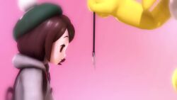  3d animated backpack brown_eyes brown_hair clothed coin empty_eyes expressionless femsub gloria_(pokemon) greatm8 hat hypno light_skin nintendo pendulum pink_background pokemon pokemon_(creature) pokemon_sword_and_shield short_hair simple_background sound video yellow_skin 