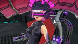  3d armor bare_shoulders before_and_after breasts cables chair corruption custom_maid_3d_2 fate/grand_order fate_(series) female_only femsub gloves headphones helmet lemon_tick mashu_kyrielight open_mouth pink_hair restrained short_hair sitting solo tech_control visor wires 