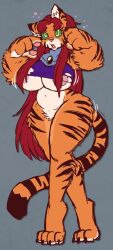  breasts_outside cat_ears cat_girl cat_tail dc_comics femsub furry green_eyes heart long_hair red_hair spiral_eyes starfire tagme teen_titans tiger_girl torn_clothes wrenzephyr2 